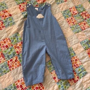 Blue Baby/ Toddler Gingham Overalls with Cupcake Applique